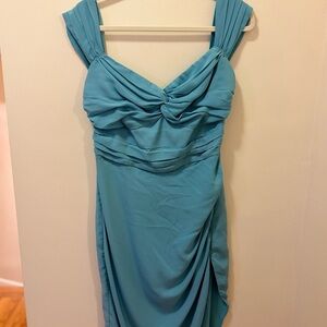 Abercrombie & Fitch off the shoulder Ruched Aqua Blue Dress